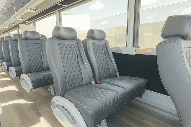 interior of Coach Bus Overland Park charter bus